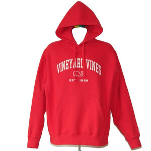 NWT Vineyard Vines Fashion Knits Vintage Whale Fleece Hoodie Pullover Red Men LG